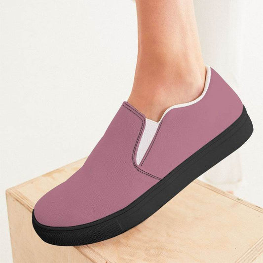 Medium-Light Fully-Muted Pink Women's Slip-On Canvas Sneakers (PI-FM-ML) - Woman CloseUp