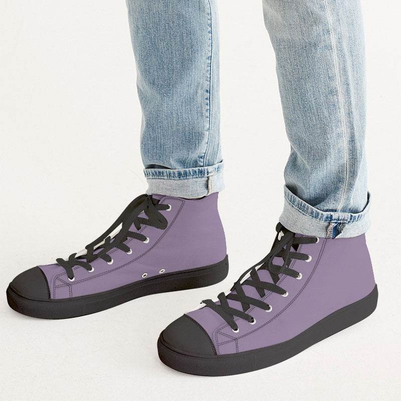 Medium-Light Fully-Muted Purple Men's High-Top Canvas Sneakers (MPU2-FM-ML) - Man CloseUp