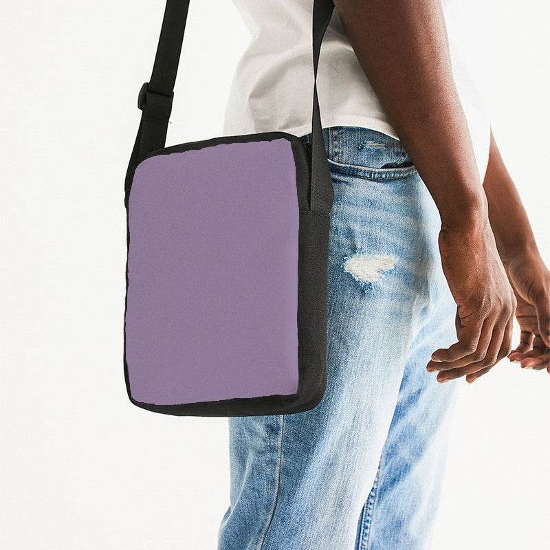 Medium-Light Fully-Muted Purple Messenger Pouch (MPU2-FM-ML) - Man Side CloseUp