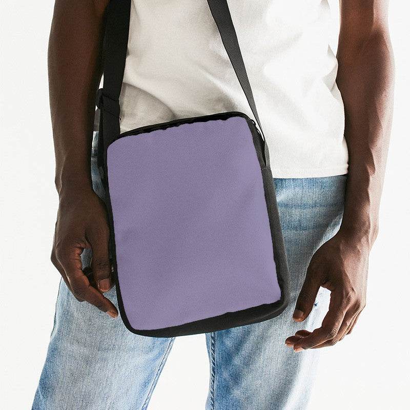 Medium-Light Fully-Muted Purple Messenger Pouch (PU-FM-ML) - Man Front CloseUp