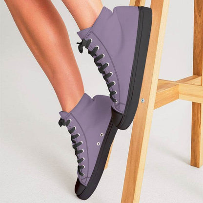 Medium-Light Fully-Muted Purple Women's High-Top Canvas Sneakers (MPU2-FM-ML) - Woman CloseUp