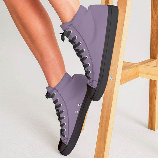 Medium-Light Fully-Muted Purple Women's High-Top Canvas Sneakers (MPU2-FM-ML) - Woman CloseUp