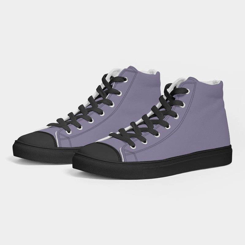 Medium-Light Fully-Muted Purple Women's High-Top Canvas Sneakers (PU-FM-ML) - Side 3