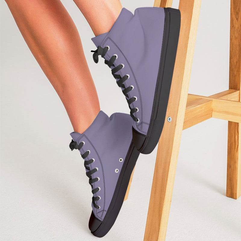 Medium-Light Fully-Muted Purple Women's High-Top Canvas Sneakers (PU-FM-ML) - Woman CloseUp