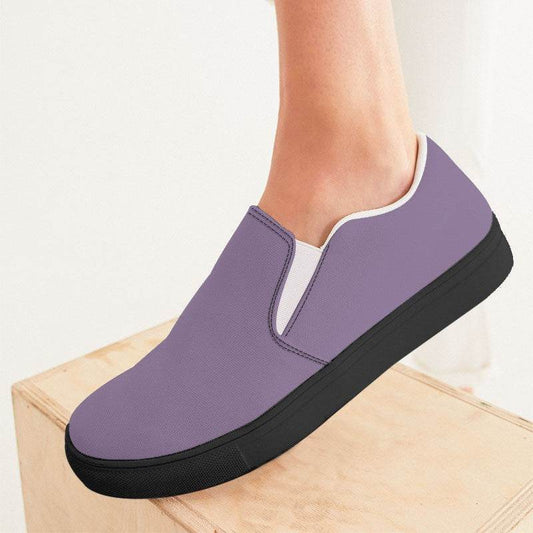 Medium-Light Fully-Muted Purple Women's Slip-On Canvas Sneakers (MPU2-FM-ML) - Woman CloseUp