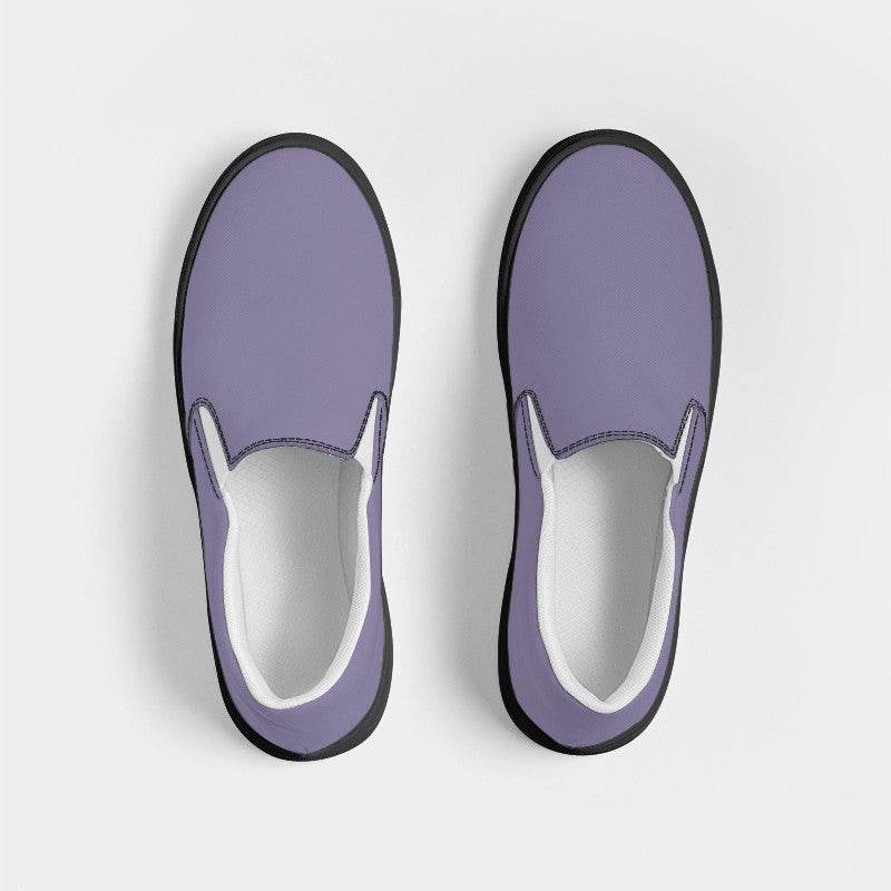 Medium-Light Fully-Muted Purple Women's Slip-On Canvas Sneakers (PU-FM-ML) - Top