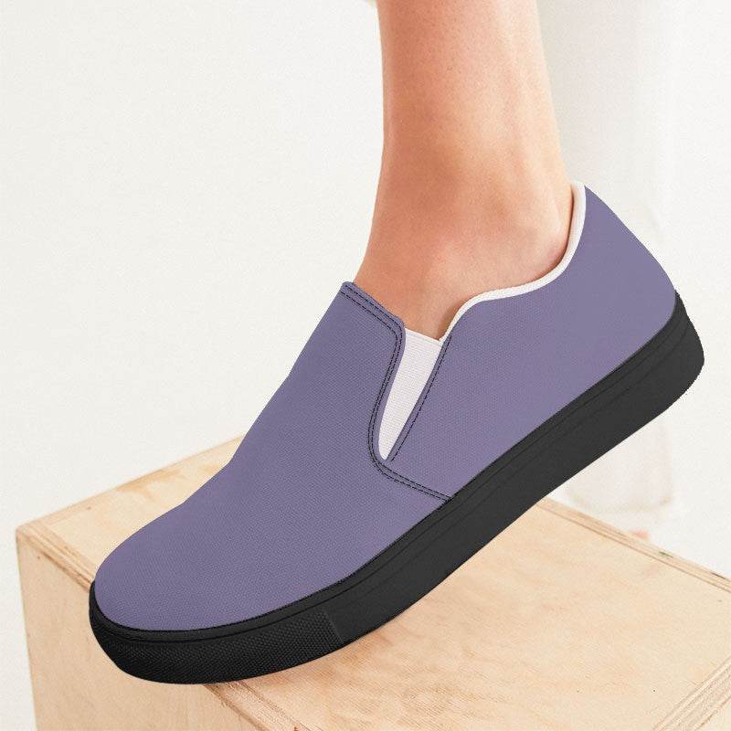 Medium-Light Fully-Muted Purple Women's Slip-On Canvas Sneakers (PU-FM-ML) - Woman CloseUp