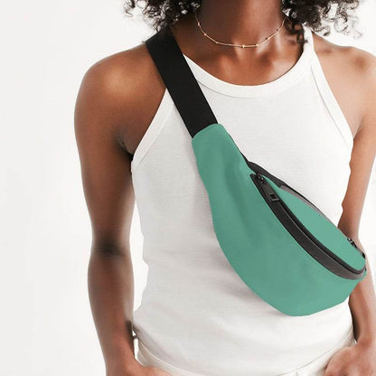 Medium-Light Medium Blue-Green Belt Bag (BGG1-ME-ML) - Woman Front CloseUp