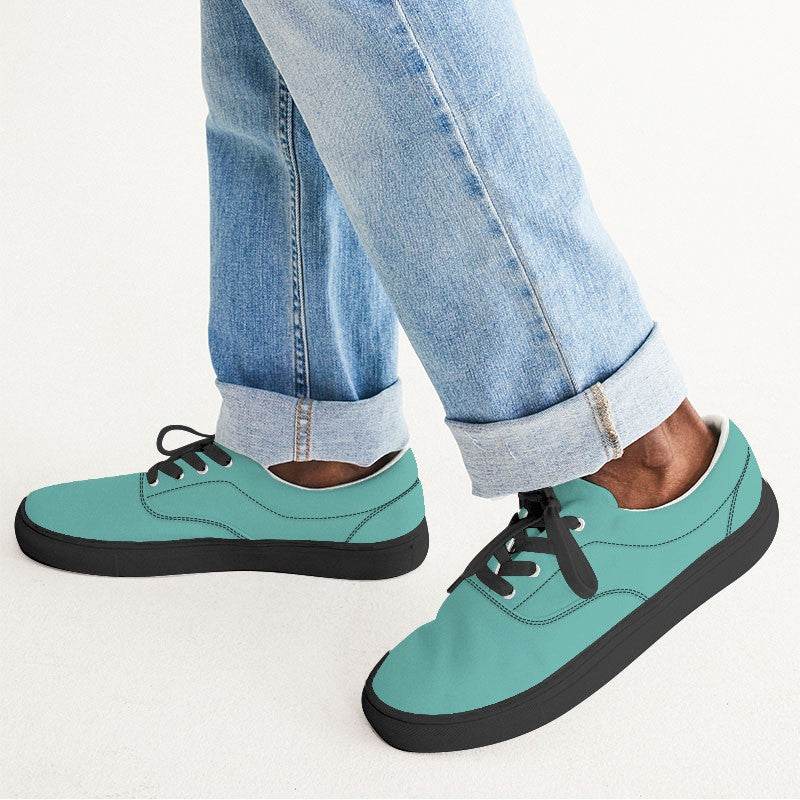 Medium-Light Medium Blue-Green Men's Canvas Sneakers (CBG3-ME-ML) - Man CloseUp