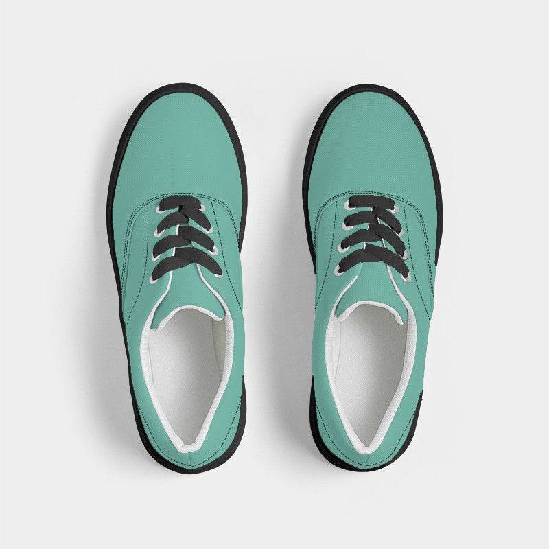 Medium-Light Medium Blue-Green Women's Canvas Sneakers (BG-ME-ML) - Top