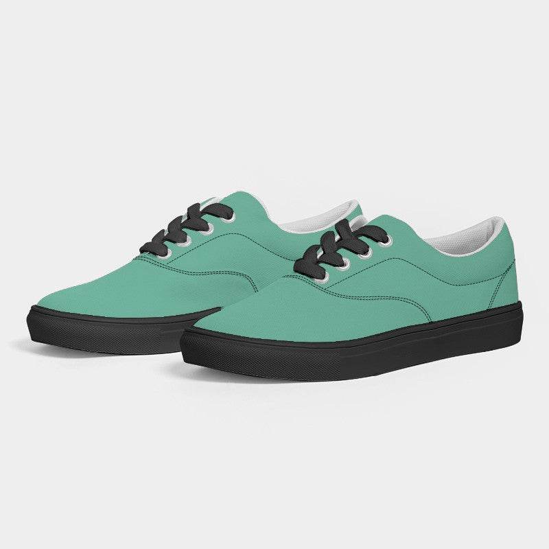 Medium-Light Medium Blue-Green Women's Canvas Sneakers (BGG1-ME-ML) - Side 3