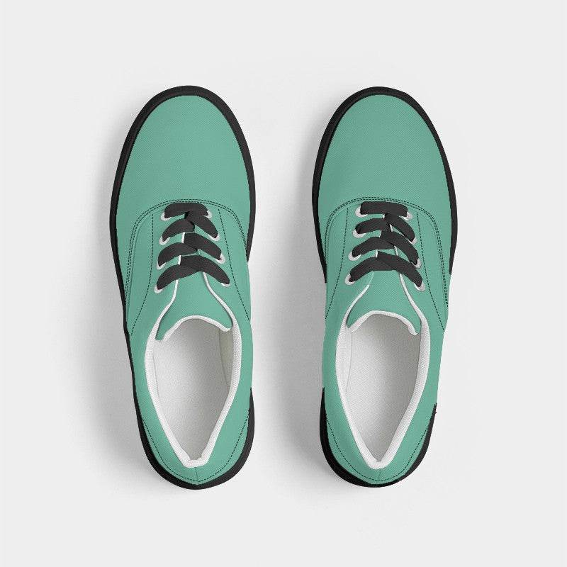 Medium-Light Medium Blue-Green Women's Canvas Sneakers (BGG1-ME-ML) - Top