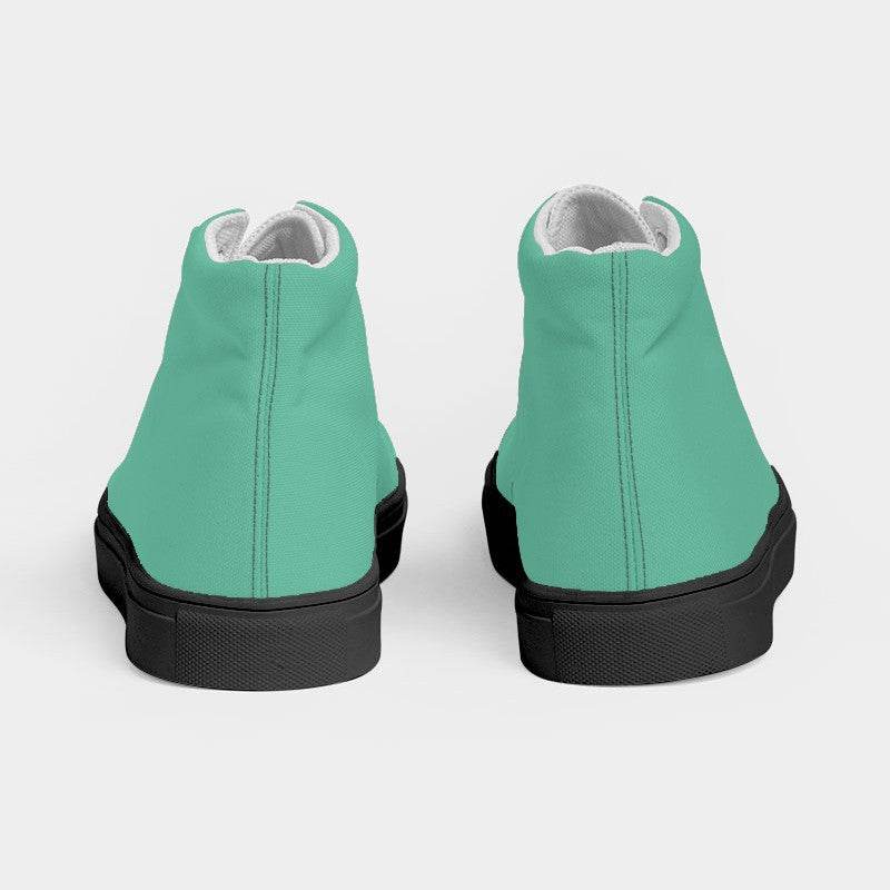 Medium-Light Medium Blue-Green Women's High-Top Canvas Sneakers (BGG1-ME-ML) - Back