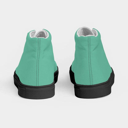 Medium-Light Medium Blue-Green Women's High-Top Canvas Sneakers (BGG1-ME-ML) - Back