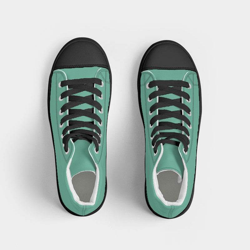 Medium-Light Medium Blue-Green Women's High-Top Canvas Sneakers (BGG1-ME-ML) - Top