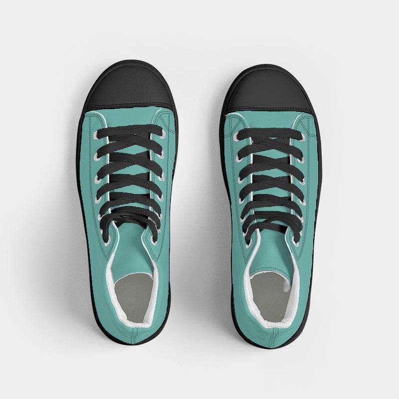 Medium-Light Medium Blue-Green Women's High-Top Canvas Sneakers (CBG3-ME-ML) - Top