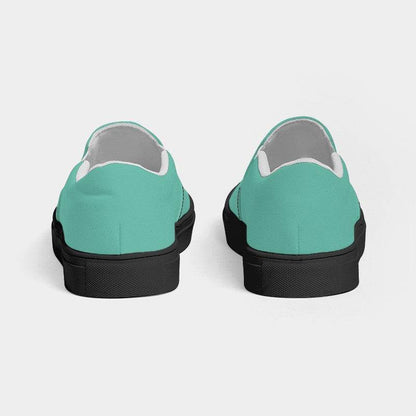 Medium-Light Medium Blue-Green Women's Slip-On Canvas Sneakers (BG-ME-ML) - Back