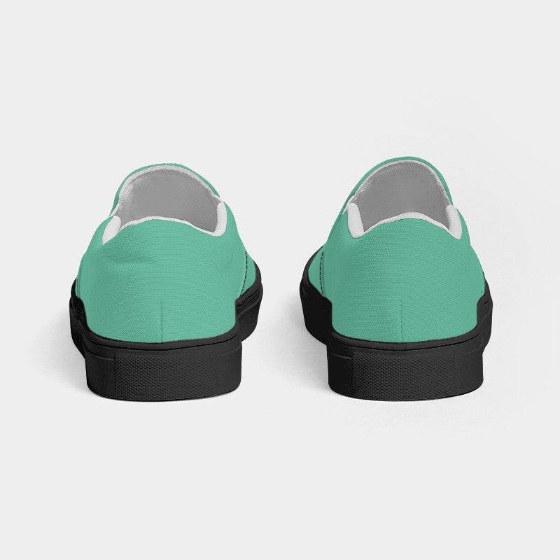 Medium-Light Medium Blue-Green Women's Slip-On Canvas Sneakers (BGG1-ME-ML) - Back