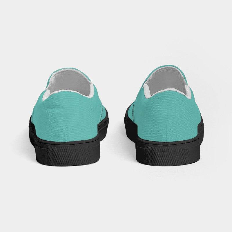 Medium-Light Medium Blue-Green Women's Slip-On Canvas Sneakers (CBG3-ME-ML) - Back