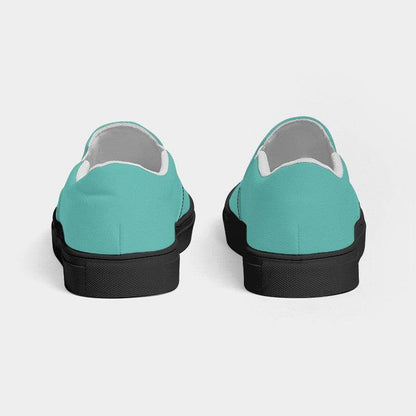 Medium-Light Medium Blue-Green Women's Slip-On Canvas Sneakers (CBG3-ME-ML) - Back