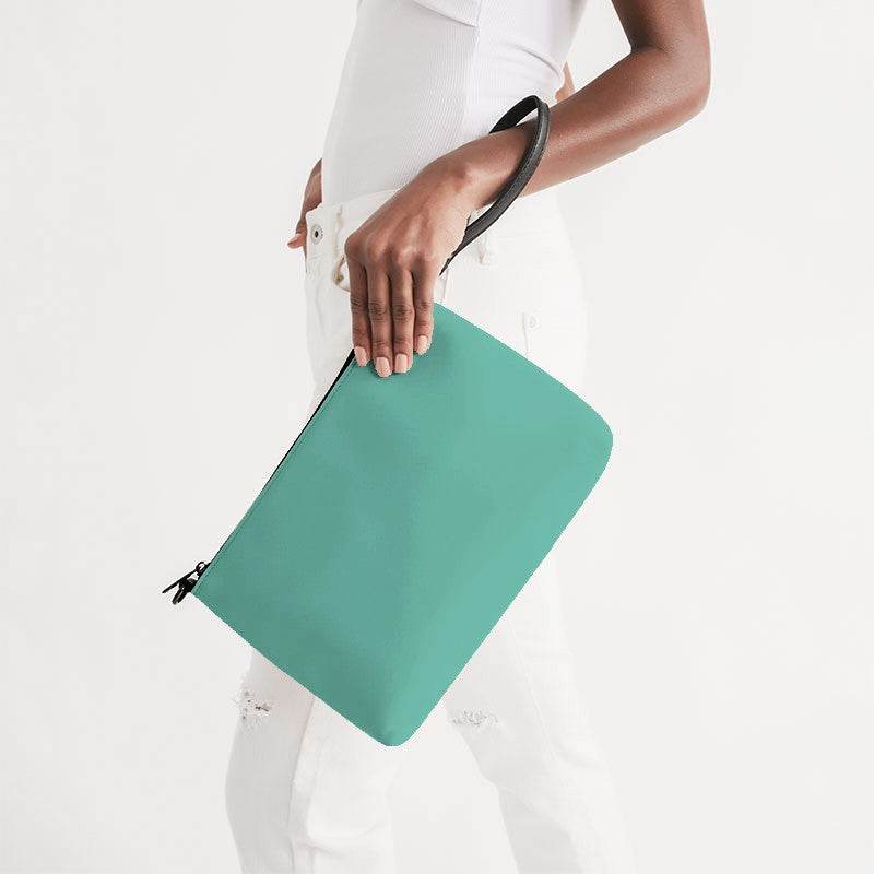 Medium-Light Medium Blue-Green Zip Pouch (BG-ME-ML) - Side Holding