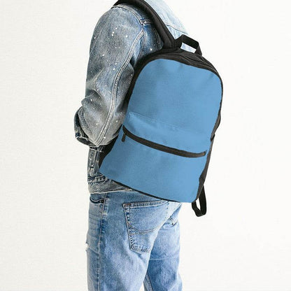 Medium-Light Medium Blue Canvas Backpack (B-ME-ML) - Man Back CloseUp