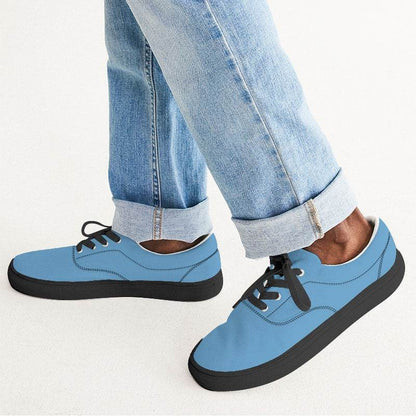 Medium-Light Medium Blue Men's Canvas Sneakers (B-ME-ML) - Man CloseUp
