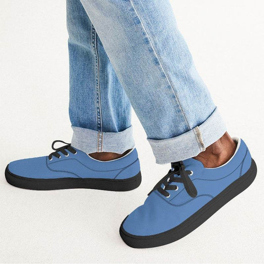 Medium-Light Medium Blue Men's Canvas Sneakers (IB2-ME-ML) - Man CloseUp