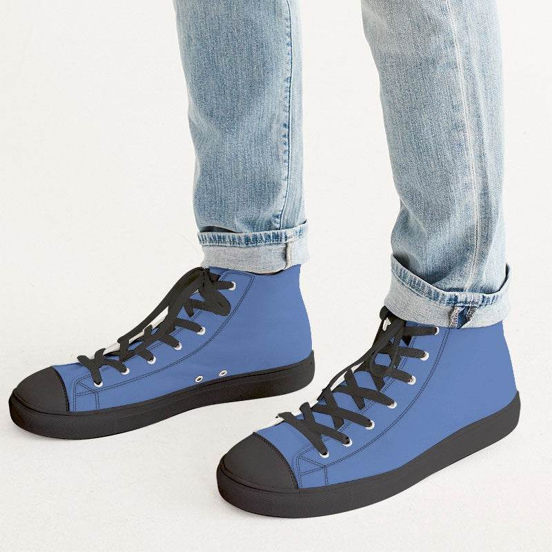 Medium-Light Medium Blue Men's High-Top Canvas Sneakers (IB1-ME-ML) - Man CloseUp