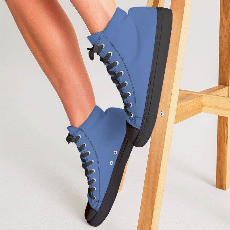 Medium-Light Medium Blue Women's High-Top Canvas Sneakers (IB1-ME-ML) - Woman CloseUp