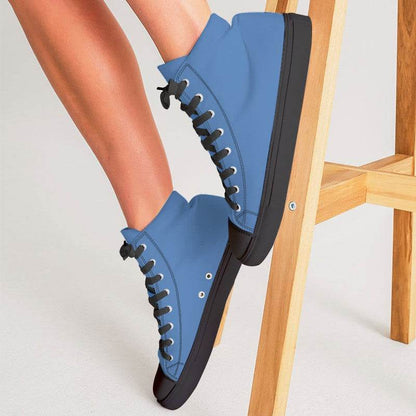 Medium-Light Medium Blue Women's High-Top Canvas Sneakers (IB2-ME-ML) - Woman CloseUp