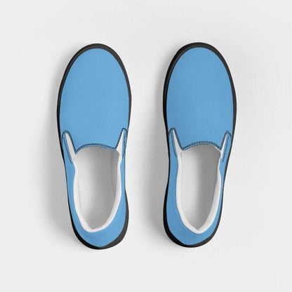 Medium-Light Medium Blue Women's Slip-On Canvas Sneakers (B-ME-ML) - Top