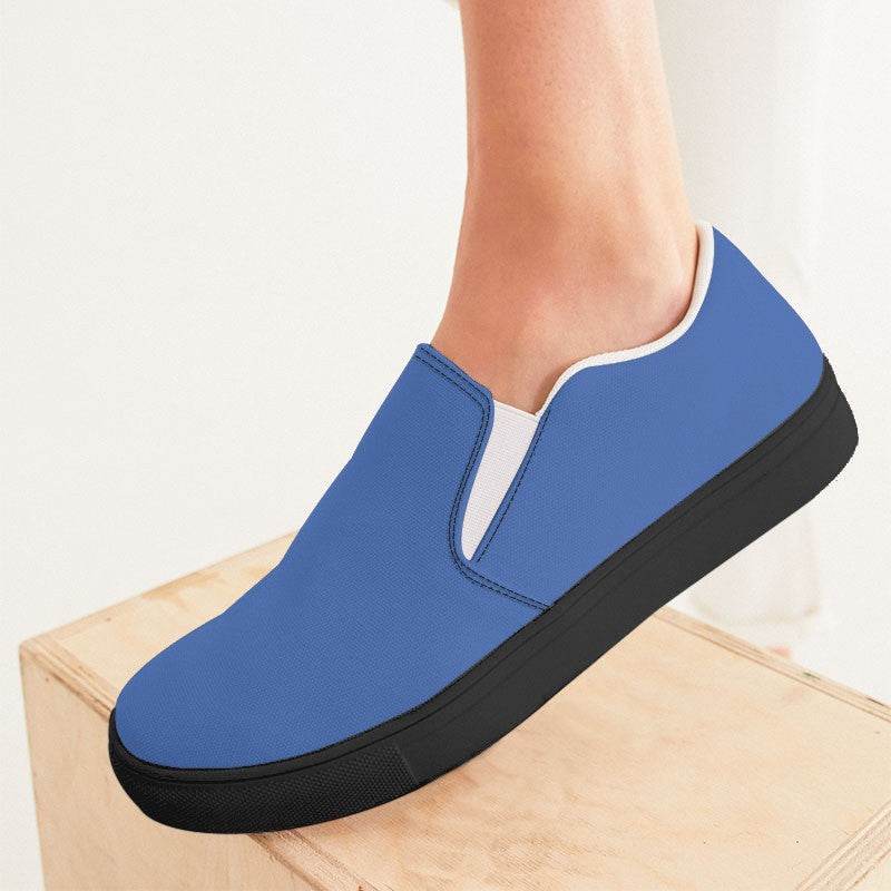 Medium-Light Medium Blue Women's Slip-On Canvas Sneakers (IB1-ME-ML) - Woman CloseUp