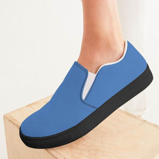 Medium-Light Medium Blue Women's Slip-On Canvas Sneakers (IB2-ME-ML) - Woman CloseUp