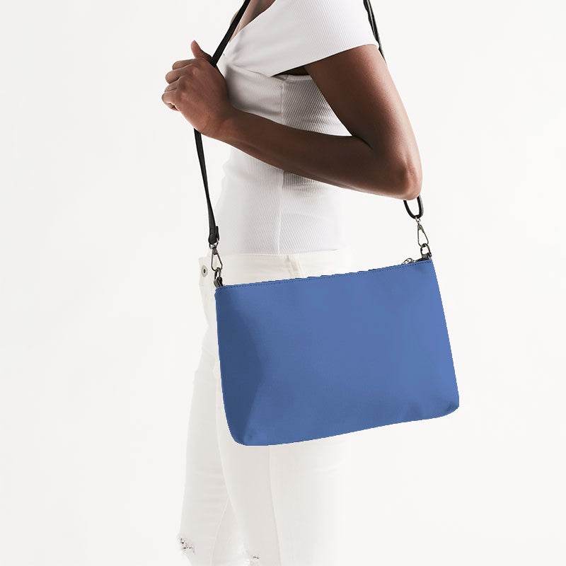 Medium-Light Medium Blue Zip Pouch (IB1-ME-ML) - Side CloseUp