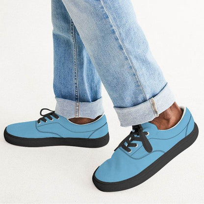 Medium-Light Medium Cyan Men's Canvas Sneakers (BC1-ME-ML) - Man CloseUp