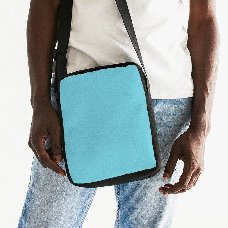 Medium-Light Medium Cyan Messenger Pouch (C-ME-ML) - Man Front CloseUp