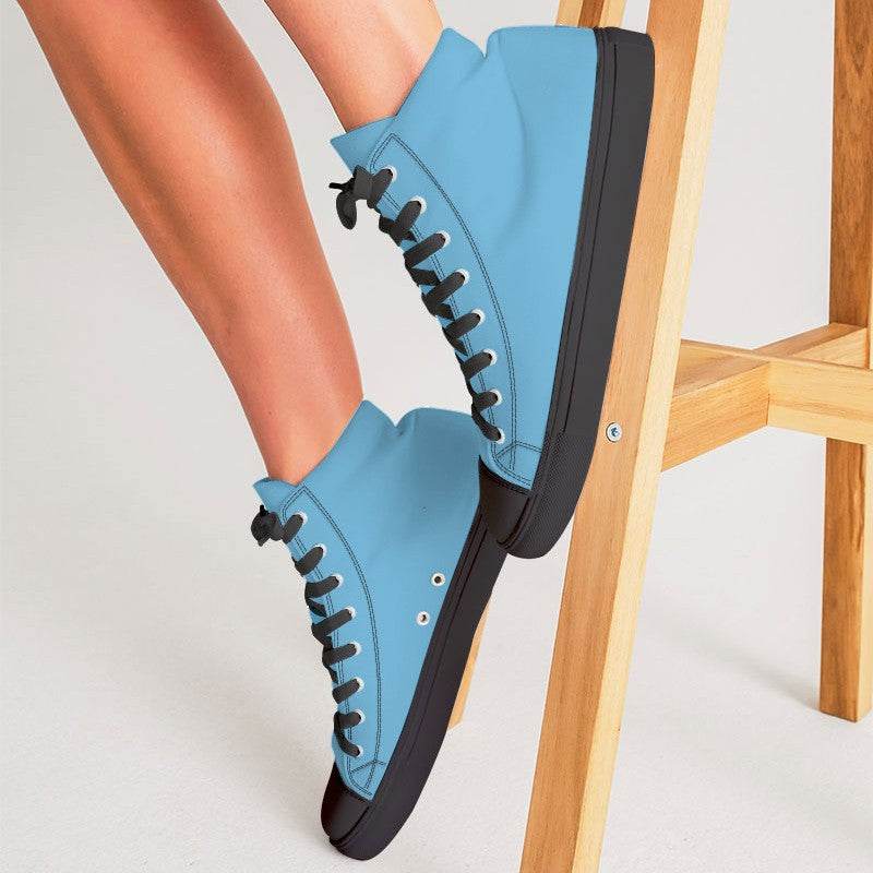 Medium-Light Medium Cyan Women's High-Top Canvas Sneakers (BC1-ME-ML) - Woman CloseUp