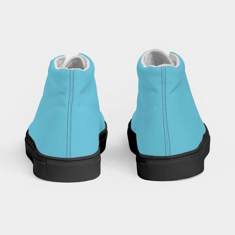 Medium-Light Medium Cyan Women's High-Top Canvas Sneakers (BC3-ME-ML) - Back