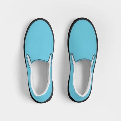Medium-Light Medium Cyan Women's Slip-On Canvas Sneakers (BC3-ME-ML) - Top