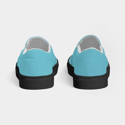 Medium-Light Medium Cyan Women's Slip-On Canvas Sneakers (C-ME-ML) - Back