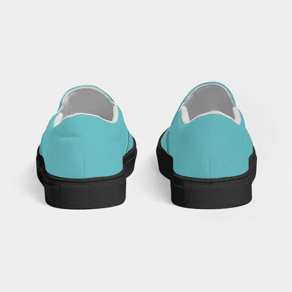 Medium-Light Medium Cyan Women's Slip-On Canvas Sneakers (CBG1-ME-ML) - Back