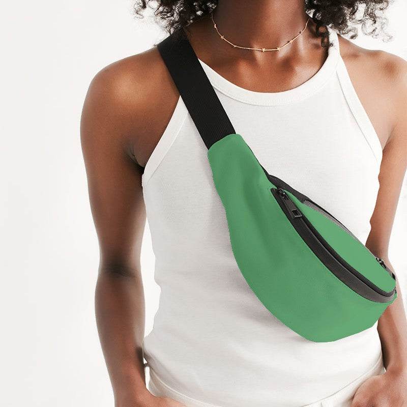 Medium-Light Medium Green Belt Bag (G-ME-ML) - Woman Front CloseUp