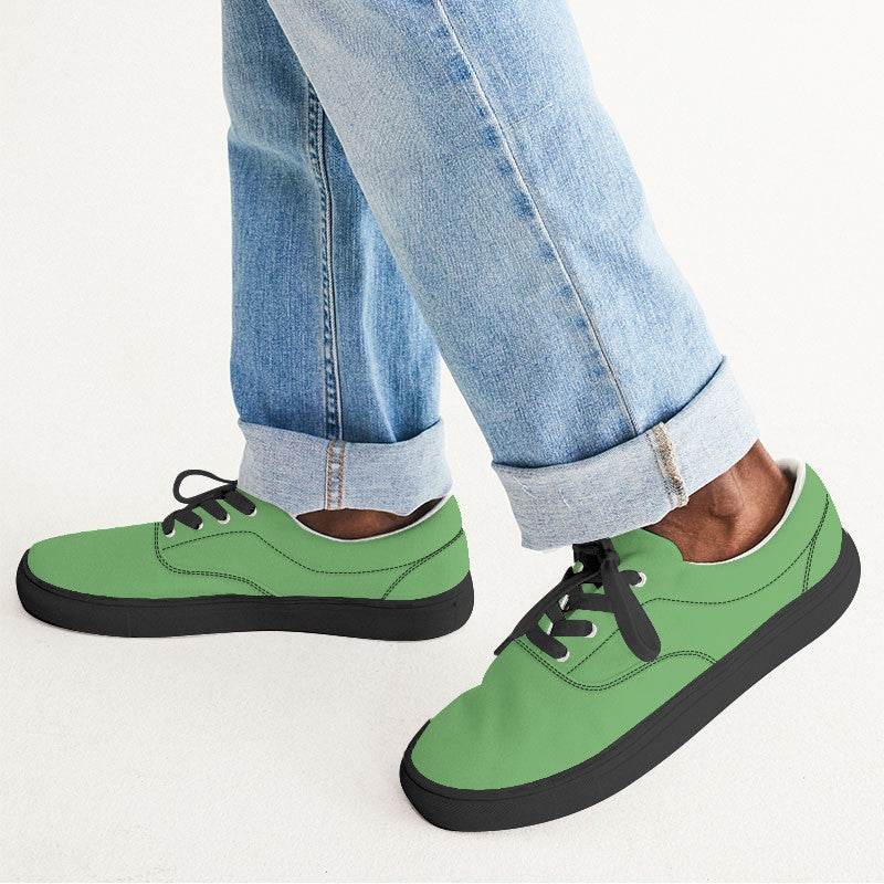 Medium-Light Medium Green Men's Canvas Sneakers (GL1-ME-ML) - Man CloseUp