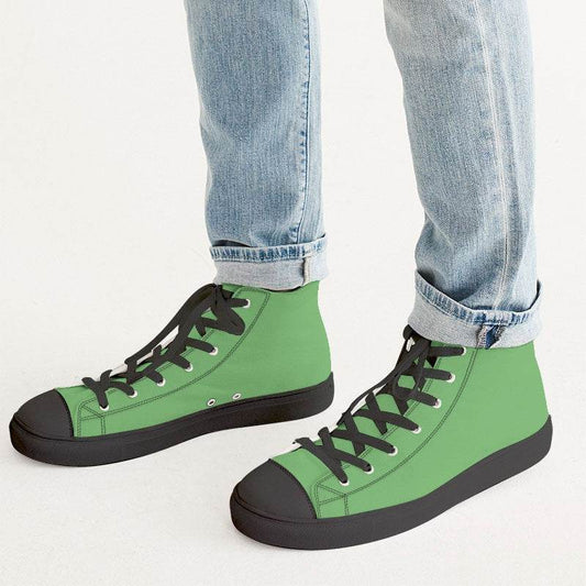 Medium-Light Medium Green Men's High-Top Canvas Sneakers (GL1-ME-ML) - Man CloseUp