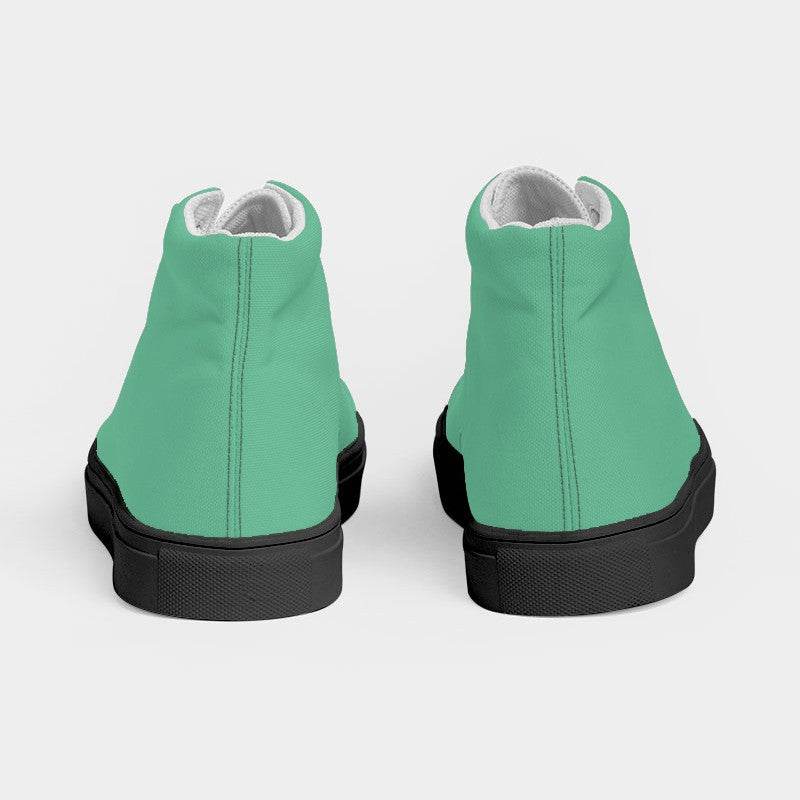 Medium-Light Medium Green Women's High-Top Canvas Sneakers (BGG2-ME-ML) - Back