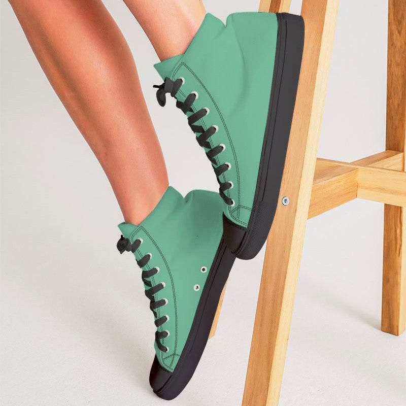 Medium-Light Medium Green Women's High-Top Canvas Sneakers (BGG2-ME-ML) - Woman CloseUp
