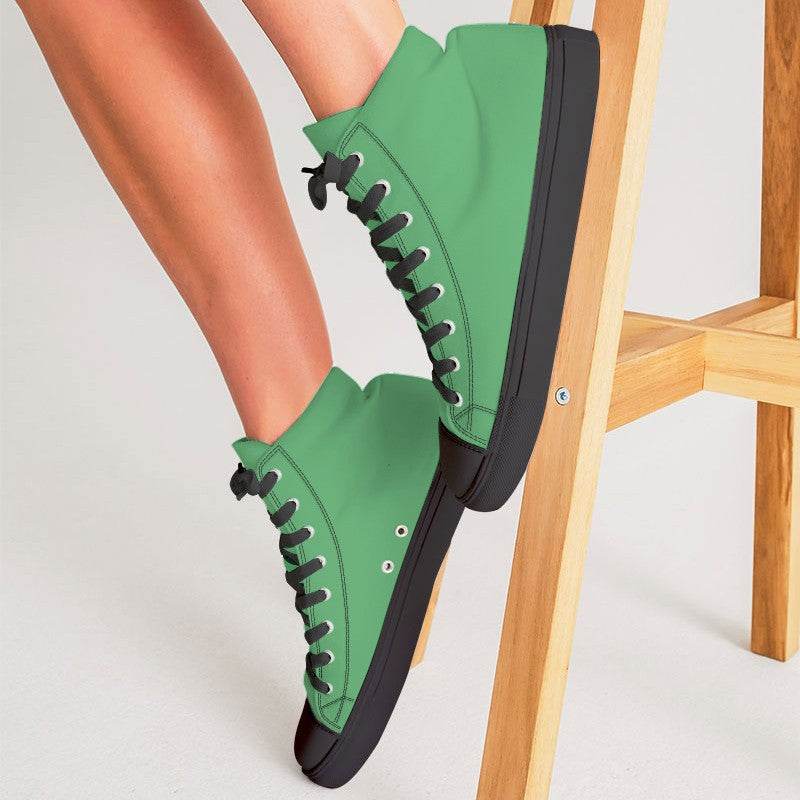 Medium-Light Medium Green Women's High-Top Canvas Sneakers (G-ME-ML) - Woman CloseUp