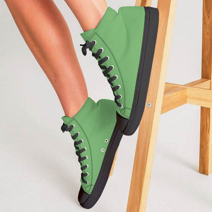 Medium-Light Medium Green Women's High-Top Canvas Sneakers (GL1-ME-ML) - Woman CloseUp