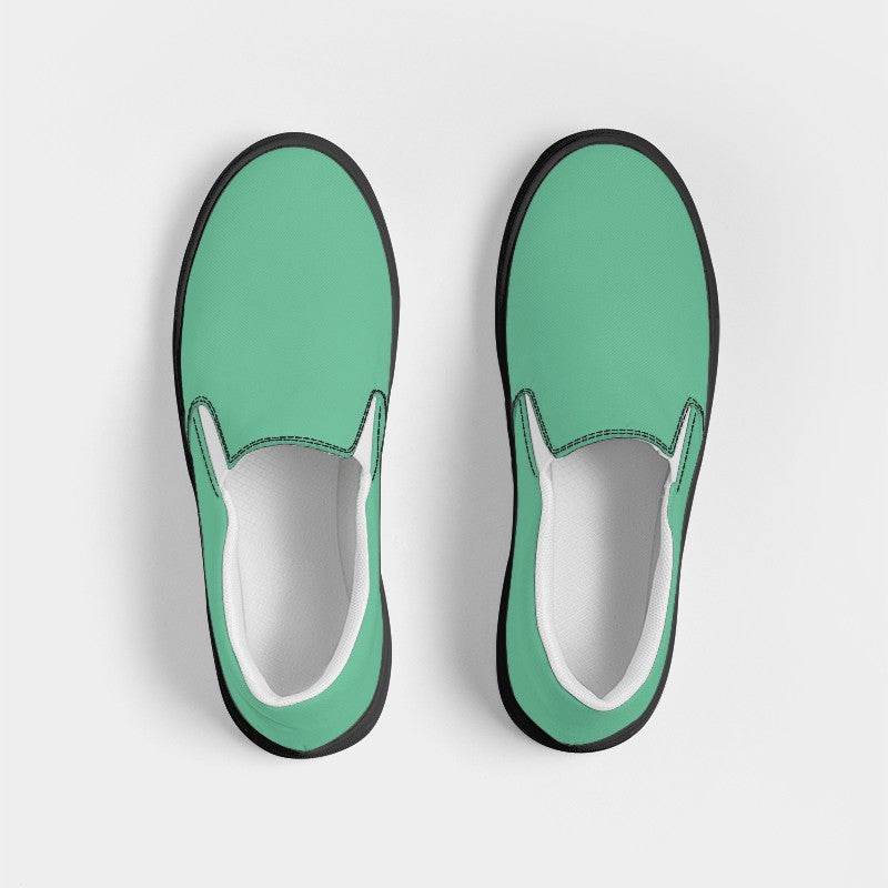 Medium-Light Medium Green Women's Slip-On Canvas Sneakers (BGG2-ME-ML) - Top